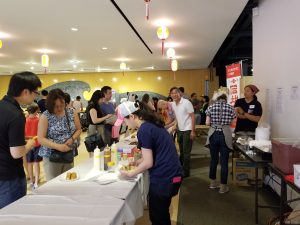 Volunteers serving food